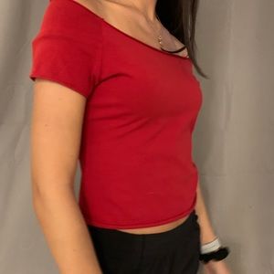 Red off the shoulder brandy Melville top